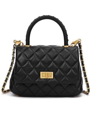 Tiffany & Fred Paris Quilted Leather Top Handle Ba - Black