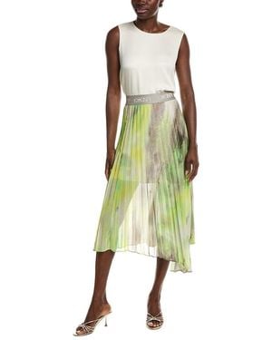 DKNY Asymmetrical Print Chiffon Midi Skirt - Green