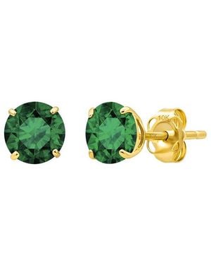 MaxColor 14K 1.40 Ct. Tw. Lab-Grown Emerald Stud Earrings - Green
