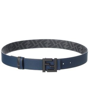 Fendi Ff Squared Reversible Leather Belt - Blue