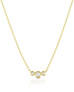 MaxColor 10K 0.09 Ct. Tw. Lab-Grown Diamond Trio Necklace - Metallic