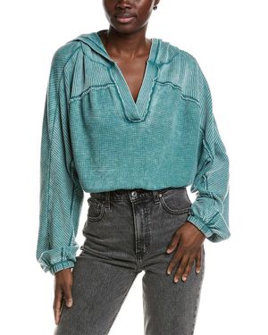 Project Social T Dante Seamed Burnout Thermal Hoodie - Blue