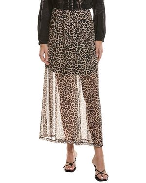 Johnny Was Mesh Gored Back Maxi Skirt - Brown