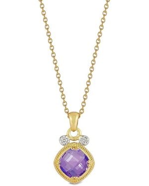 Reiss 14K 2.07 Ct. Tw. Diamond & Amethyst Necklace - Metallic