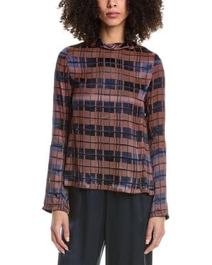 3.1 Phillip Lim Hester Plaid Devore High Neck Silk-Blend Top - Red
