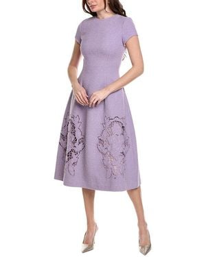 Oscar de la Renta Tweed Silk & Wool-Blend Midi Dress - Purple
