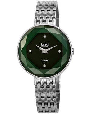 Burgi Burgi Stainless Steel Diamond Watch - Green