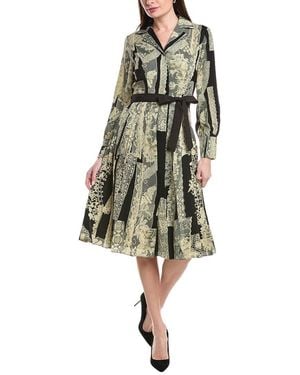 Gracia Floral Print Belt Dress - Green
