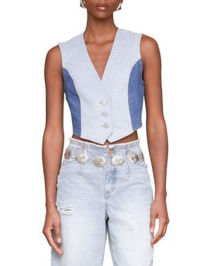 Avec Les Filles Colorblocked Cropped Vest - Blue