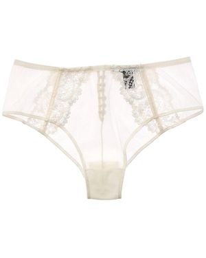 Kiki de Montparnasse Juliette High-Waist Silk-Trim Panty - White