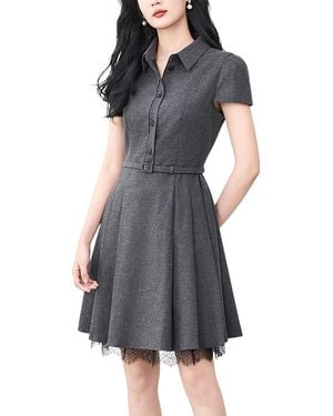 WLZD Linen-Blend Midi Dress - Grey