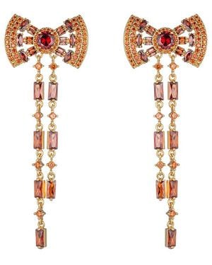Eye Candy LA Cz Bow Drop Earrings - White