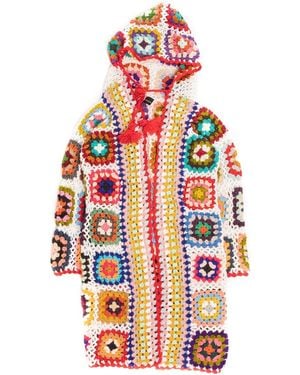 Saachi Hooded Crochet Kimono - Red