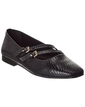 M by Bruno Magli Melia Snake-Embossed Leather Flat - Black