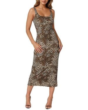 Bebe Printed Square Neck Maxi Dress - Brown