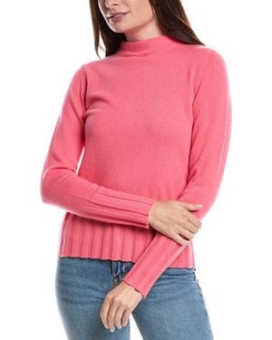 Forte Rib Trim Funnel Neck Cashmere Jumper - Pink