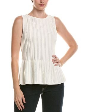 Anne Klein Bateau Peplum Tank - White