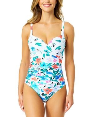 Anne Cole Drape Front Underwire One-Piece - Blue