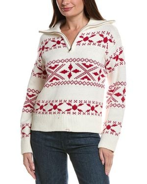 English Factory Motif Zip Up Sweater - Red