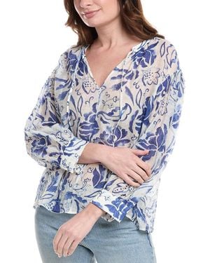 Vince Camuto Oversized Tie Front Top - Blue