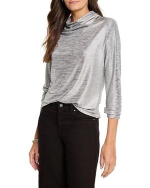 NIC+ZOE Shine Drape Neck Top - Gray