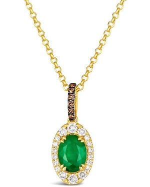Le Vian Le Vian Costa Smeralda Emeralds 14K 1.19 Ct. Tw. Diamond & New Emerald Pendant Necklace - Green