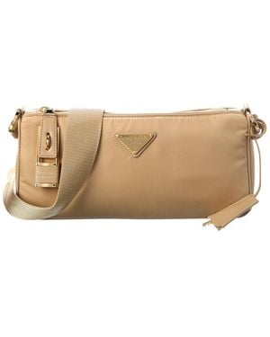 Prada Small Re-nylon & Leather Shoulder Bag - Natural