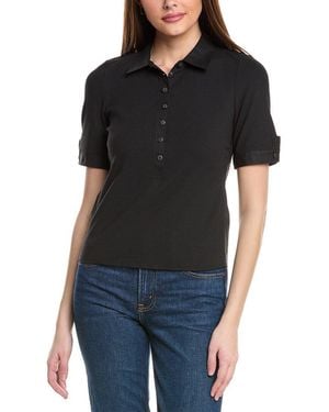 Rag & Bone Ribbed Mix Media Polo Shirt - Black