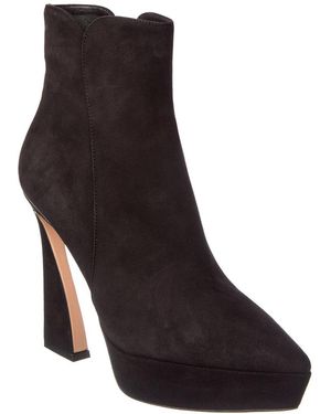 Gianvito Rossi Vertigo 85 Suede Platform Boot - Black