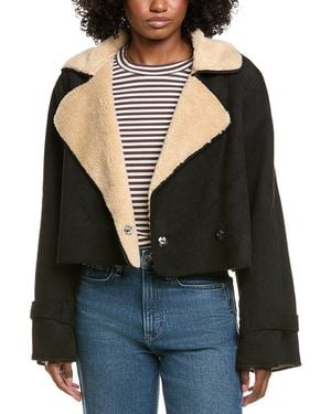 Vintage Havana Sherpa Short Trench Coat - Black
