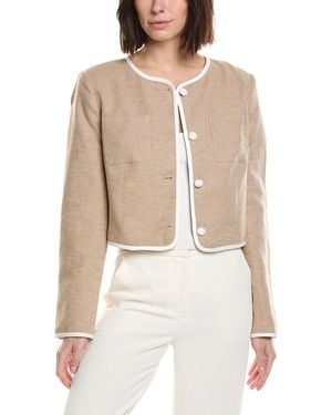Cece Contrast Patch Pocket Linen-Blend Jacket - Natural