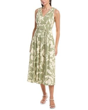 Anne Klein V-Neck Seam Detail Patio Dress - Green