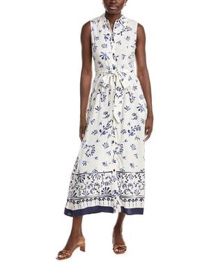 Ellen Tracy Sleeveless Belted Challis Dress - White
