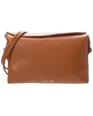 Celine Trio Flap Leather Shoulder Bag - Brown