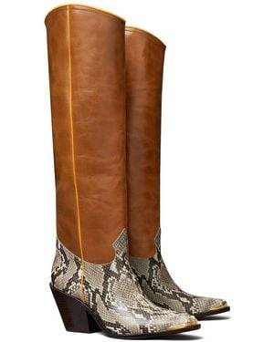 Tory Burch Leather Western Tall Boot - Brown