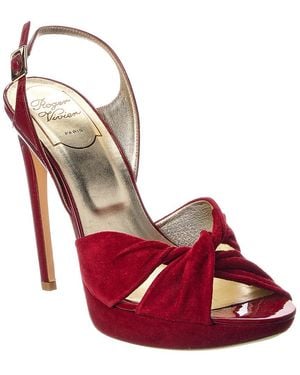 Roger Vivier Suede & Patent Platform Sandal - Red