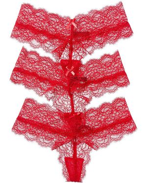 House of Desire 3pk Lana Lace V-front G-string - Red