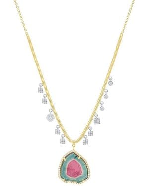 Meira T 14K 11.39 Ct. Tw. Diamond & Tourmaline Chunky Necklace - Metallic