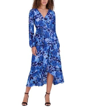 Kensie Printed Burnout Midi Dress - Blue