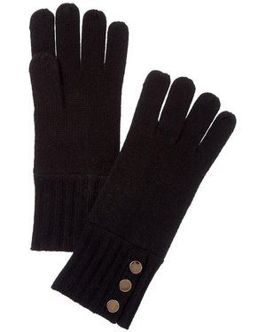 Bruno Magli Button Cuff Cashmere Gloves - Black