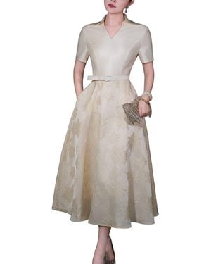 BRC By BURRYCO Short Sleeve Printed Midi Dress - Natural