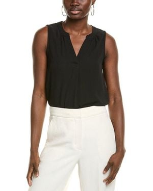Tahari Split Neck Blouse - Black