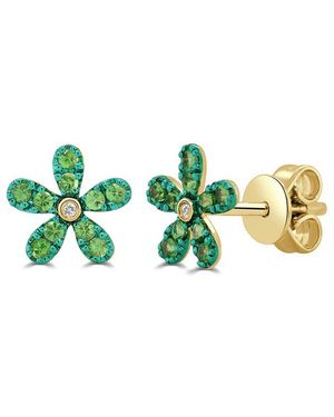 Sabrina Designs 14K 0.27 Ct. Tw. Diamond & Tsavorite Flower Studs - Green