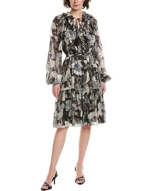 Kobi Halperin Jenson Print Silk-Blend Dress - Black