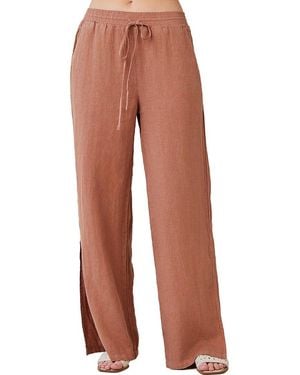 Bella Dahl Side Slit Linen Wide Leg Pant - Multicolour