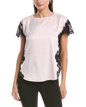Anne Klein Lace Trim Montreal Satin Blouse - White