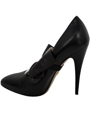 Gucci Leather Bow-Detail Crystal-Embellished Elaisa Pump (Authentic Pre-Loved) - Black