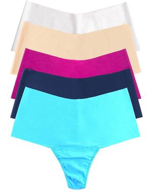 Hanky Panky 5Pk High-Rise Thong With $20 Credit - Blue