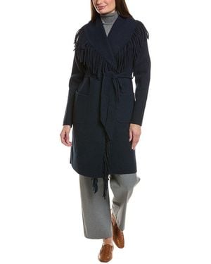 NVLT Mink Eyelash Wrap Coatigan - Blue