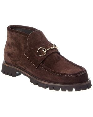 Gucci Horsebit Suede Bootie - Brown